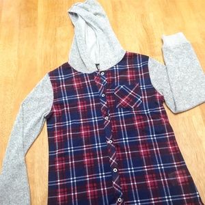 Girls blue/burgundy/gray flannel